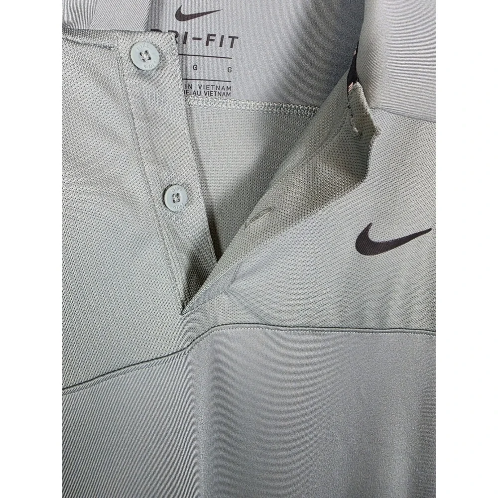 Nike Golf Dri‎ Fit Mens L Gray Short Sleeve Polo OakTree Logo PGA